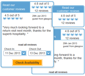 Review sharing widget for hotels