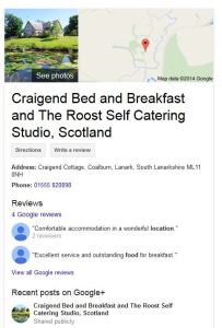 Craigend bed and breakfast on Google business