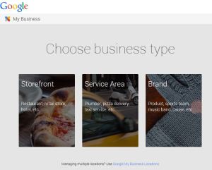Google business types select storefront