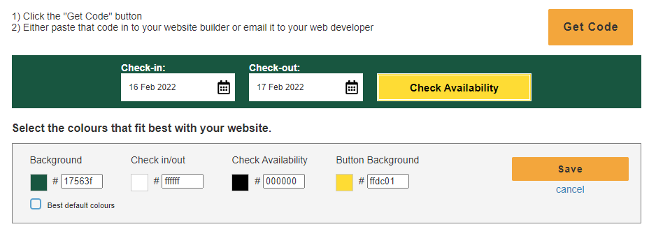 booking button for website